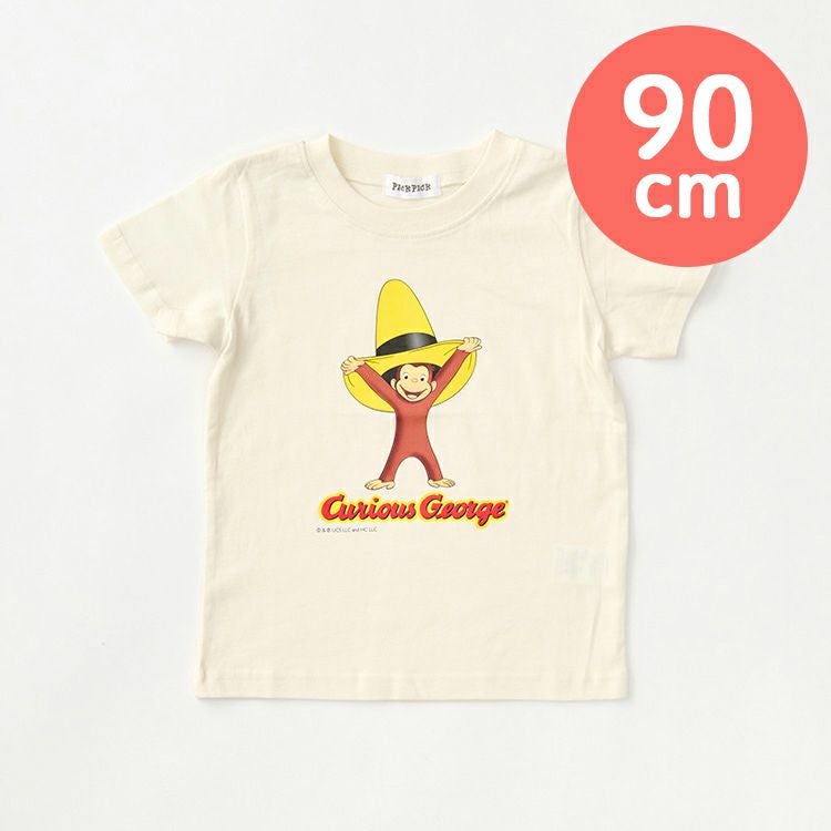おさるのジョージ】キッズさがら刺繍 半袖Tシャツ100cm（アイボリー