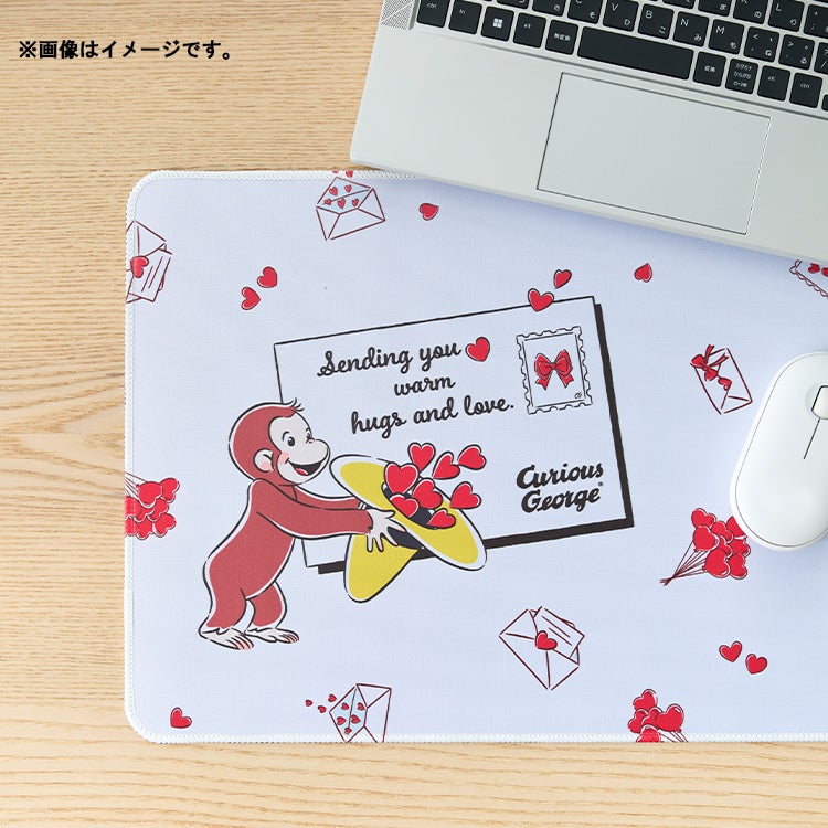 おさるのジョージ デスクマット（手紙） キーボードマット　85周年アート