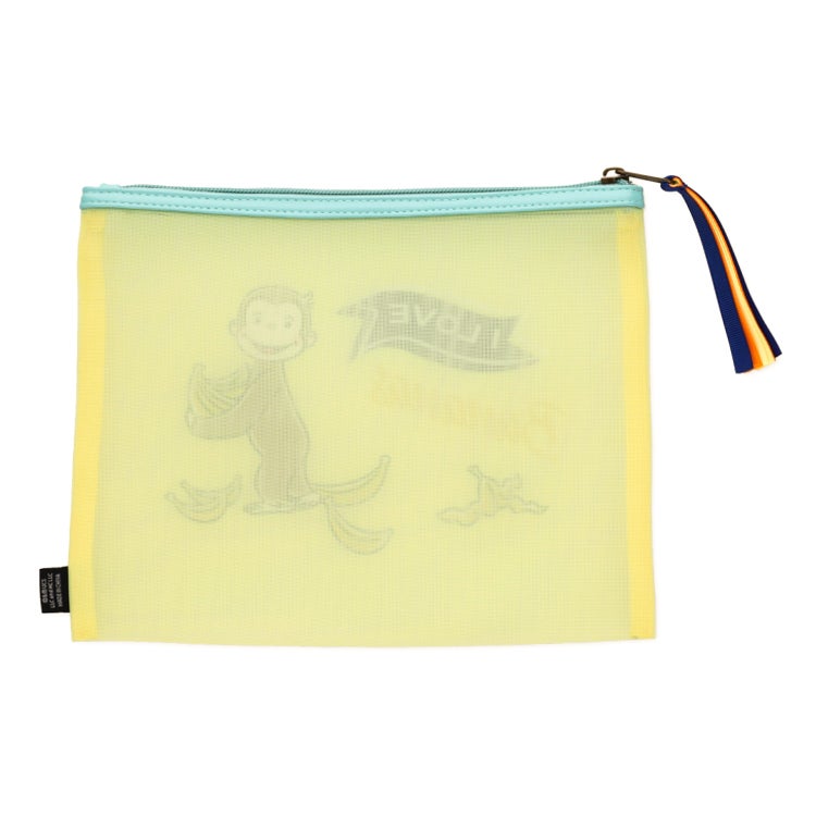 おさるのジョージ　フラットメッシュポーチ　ポーチ　雑貨　ハート　動物