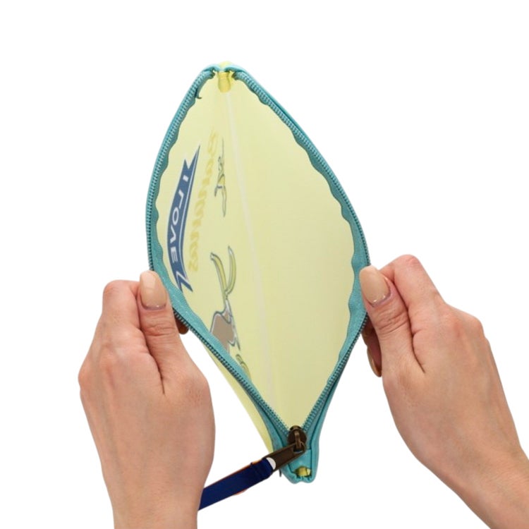 おさるのジョージ　フラットメッシュポーチ　ポーチ　雑貨　ハート　動物