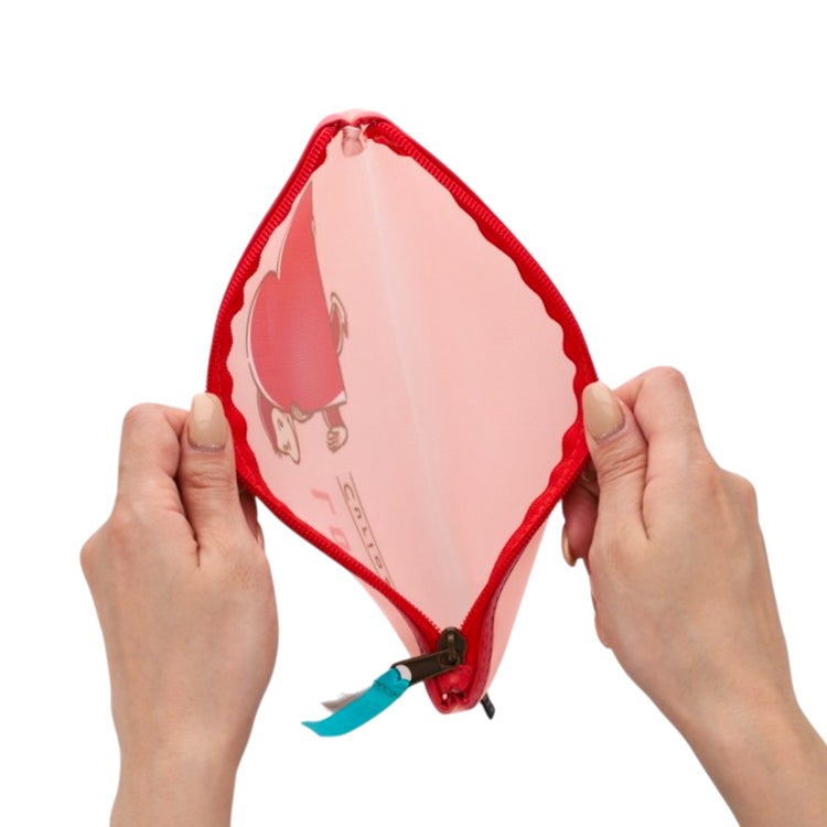 おさるのジョージ　フラットメッシュポーチ　ポーチ　雑貨　ハート　動物