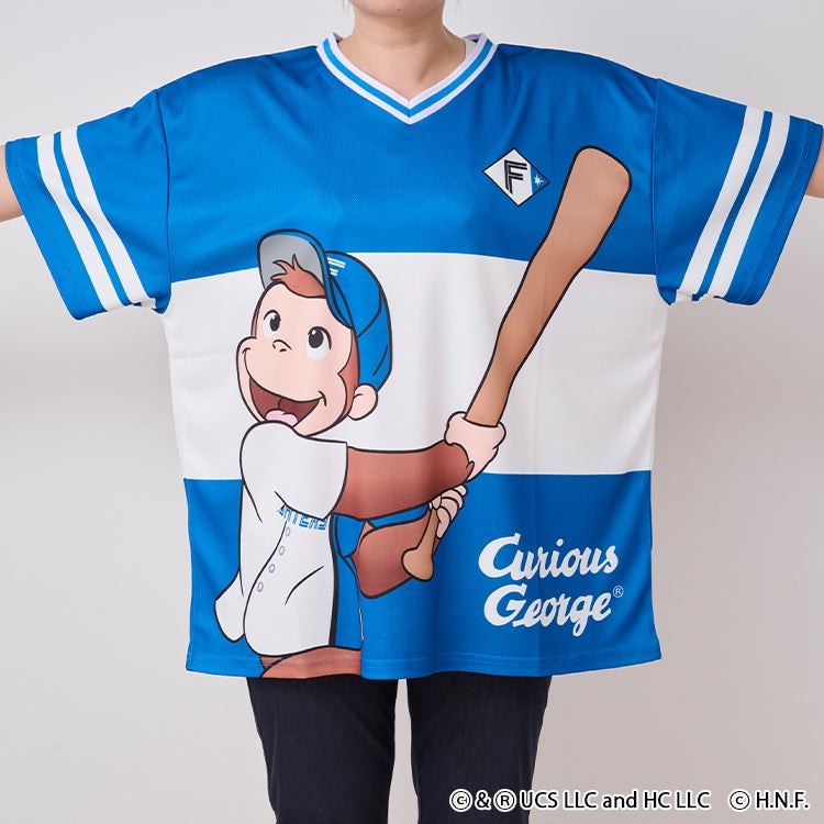 おさるのジョージ　北海道日本ハムファイターズ　ベースボールシャツ　コラボ　野球　ファッション