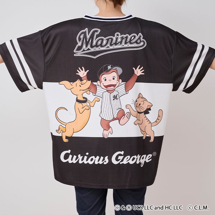おさるのジョージ　千葉ロッテマリーンズ ベースボールシャツ　コラボ　野球　ファッション