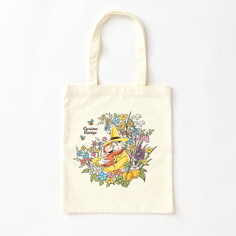 おさるのジョージ 神戸養蜂場×おさるのジョージ トートバッグ 花柄　コンパクト