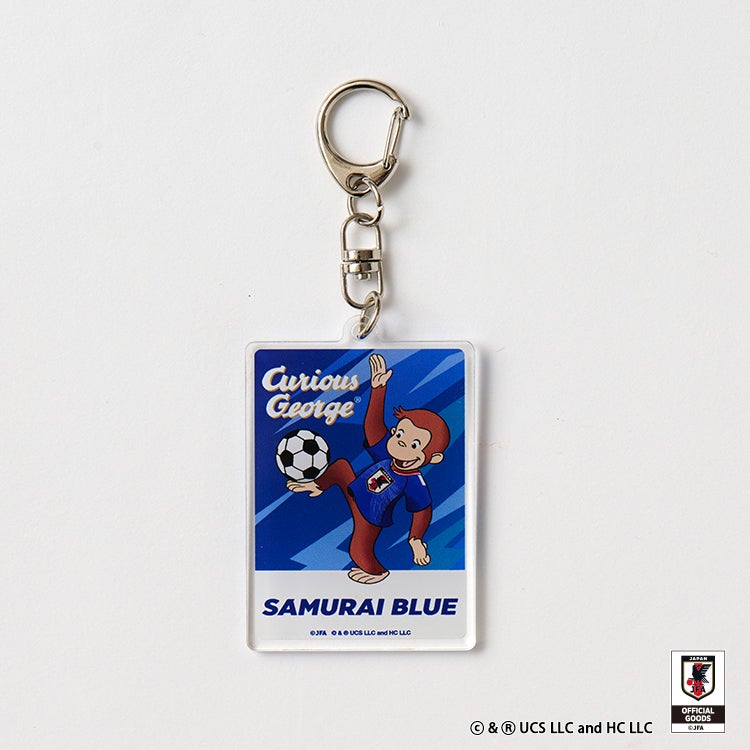 【おさるのジョージ】アクリルキーホルダー サッカー日本代表ver.　コラボ　キーホルダー　雑貨　サッカー