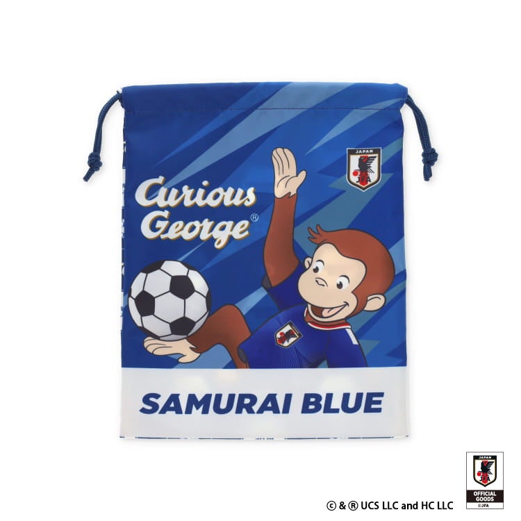 【おさるのジョージ】巾着 サッカー日本代表ver.　小物入れ　雑貨
