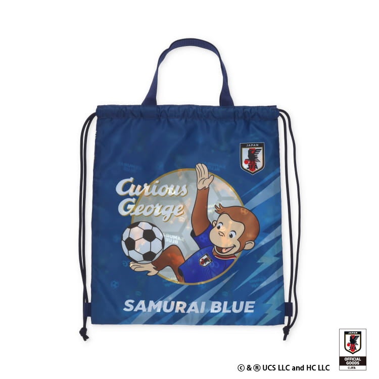 【おさるのジョージ】ナップザック サッカー日本代表ver. リュック　荷物入れ　コラボ　