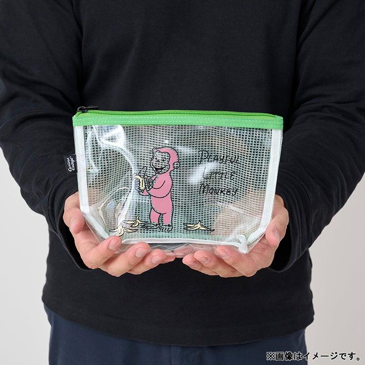 おさるのジョージ　ターポリンポーチ　総柄　小物入れ　旅行ポーチ　洗面ポーチ　クリアポーチ　メッシュポーチ