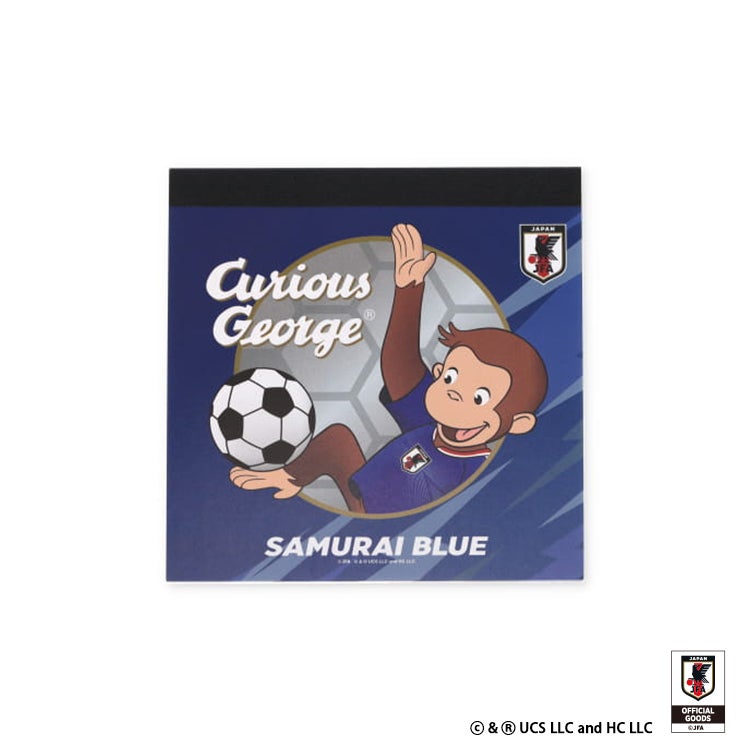 【おさるのジョージ】スクエアメモ帳 サッカー日本代表ver.　コラボ