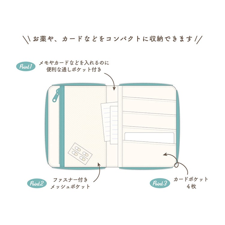 【おさるのジョージ】コンパクトマルチポーチ（なかよし）　おくすり手帳ケース　パスポートケース　カード入れ