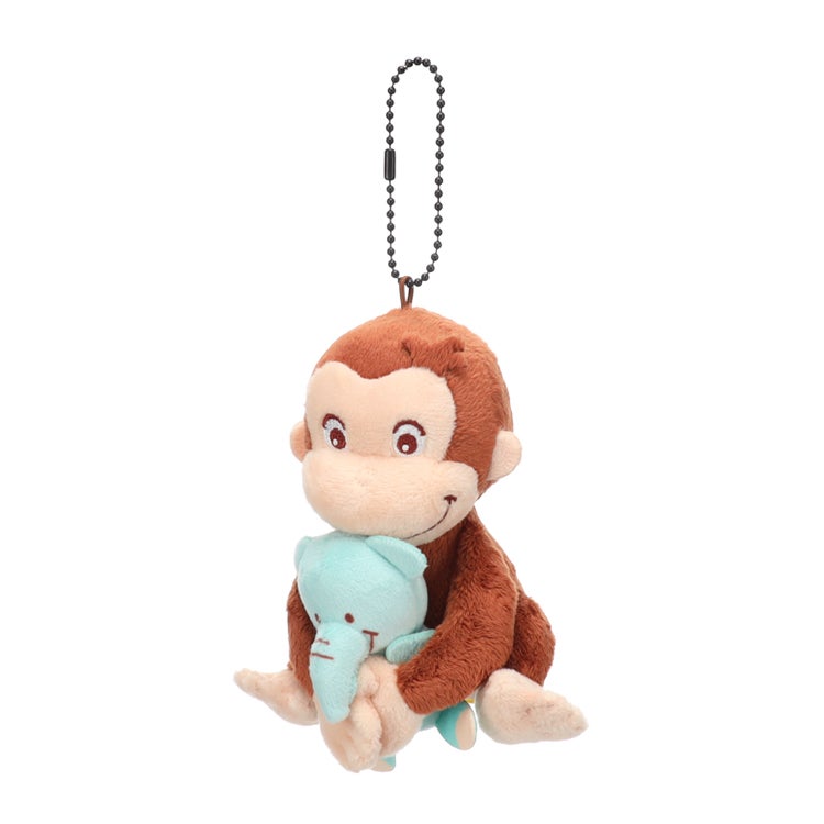 【おさるのジョージ】ジョージといっしょマスコット（ジョージとゾウ）　ぬいぐるみ　キーホルダー