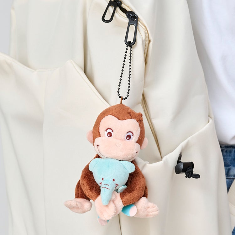 【おさるのジョージ】ジョージといっしょマスコット（ジョージとゾウ）　ぬいぐるみ　キーホルダー