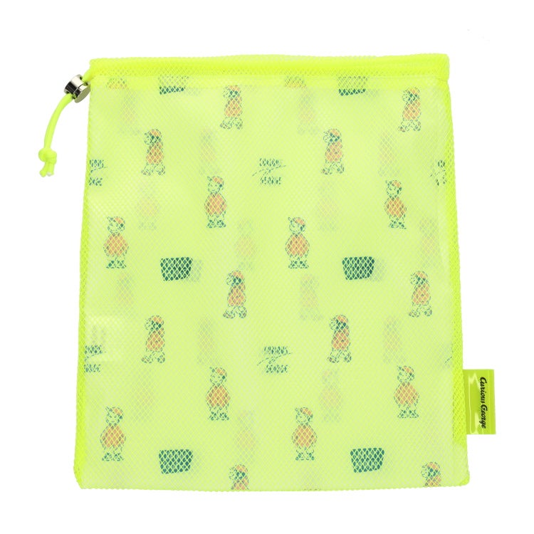 【おさるのジョージ】メッシュ巾着（Y2K/YE）　着替え入れ　シューズバッグ　プール