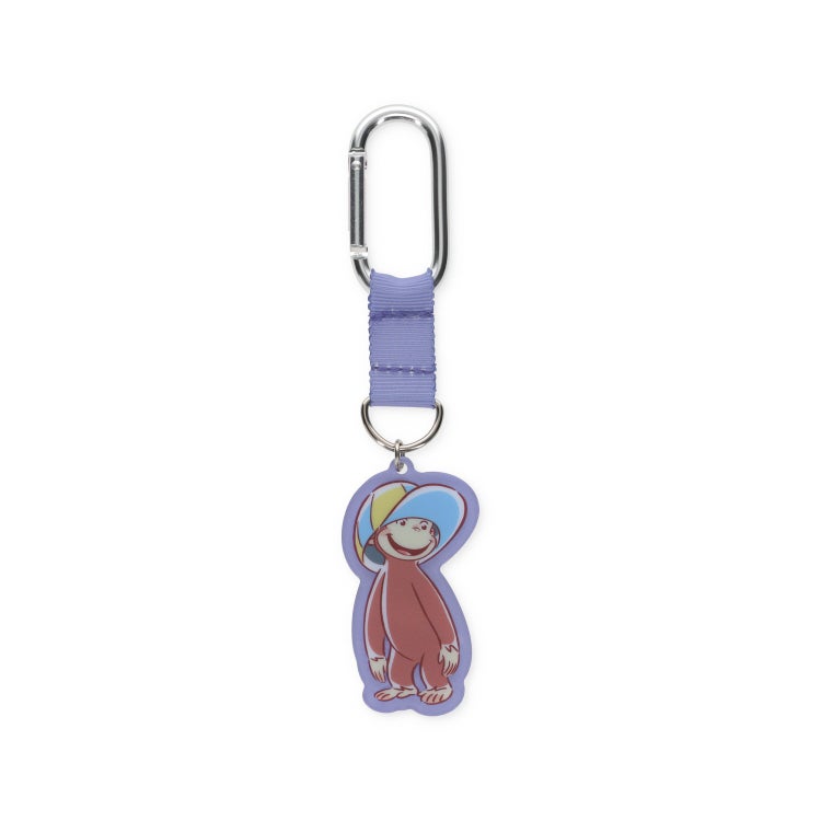 【おさるのジョージ】カラビナ付きアクリルキーホルダー（帽子/PU）　バッグチャーム　キーホルダー