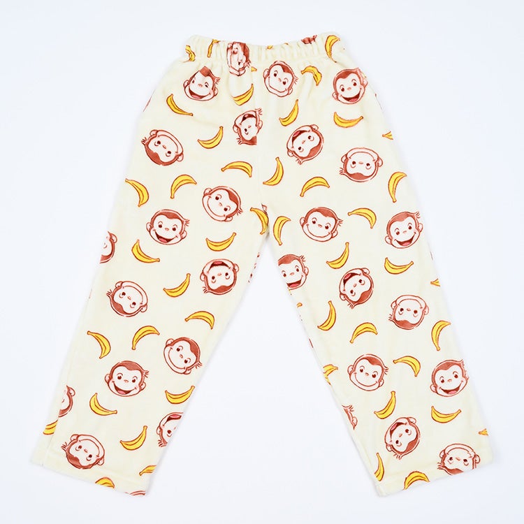 【おさるのジョージ】フリースパンツ（ウスクリーム）　冬パンツ　パジャマ　もこもこ